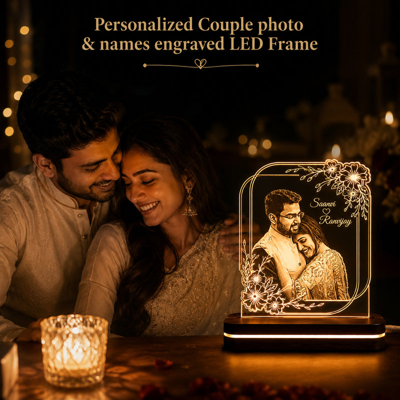 Personalized LED Photo Frame 6x8 Inch – Customized Photo Engraved Acrylic Lamp