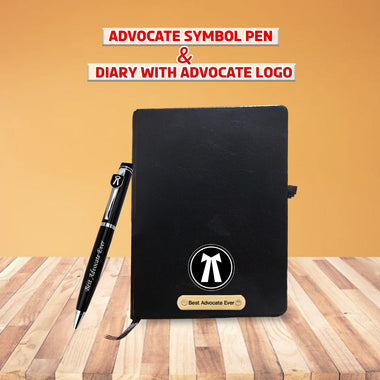 Advocate Desk Set: Pen & A5 Black Diary with Engraved Logo.