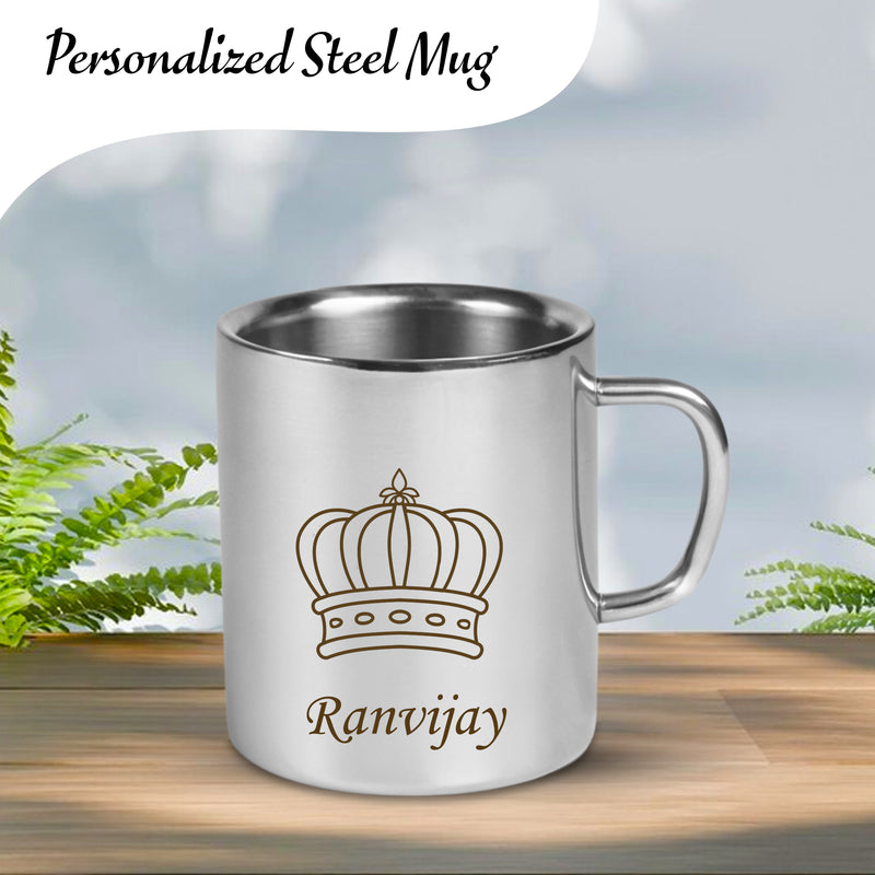 Personalized Stainless Steel Mug for Kids – Cartoon Character and Name Engraved