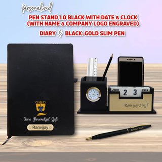 Custom Executive Desk Set - Pen, Pen Stand &  Diary with logo