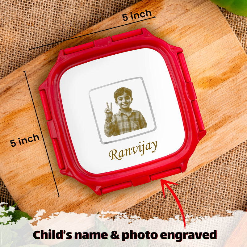 Custom Kids Stainless Steel Lunch Box – Photo & Name Printed.