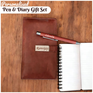 Personalized Leather Diary & Engraved Pen Set