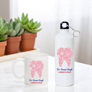 Doctor Gift Set –Custom Name Water Bottle & Ceramic Mug with Doctor Themed Design.