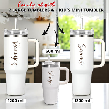 Custom Name Engraved –Family Tumbler Set | Trio Gift Set