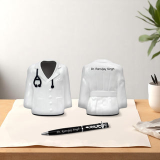 Customized Doctor Set  –  Engraved Pen & Doctor Coat Pen Stand