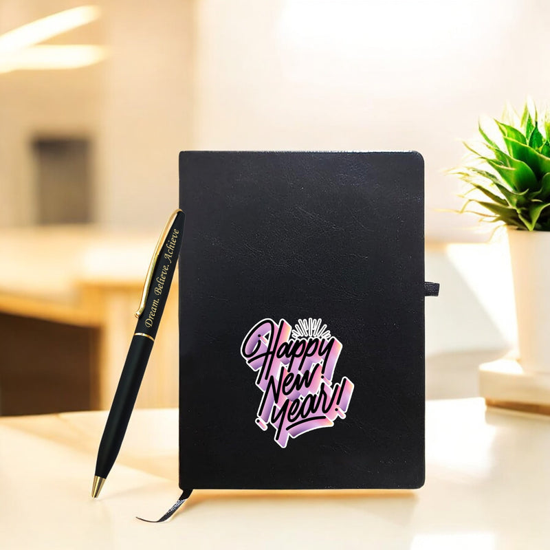 New Year Gift Set - Diary & Pen-Black