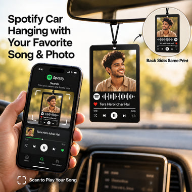 Spotify Car Hanging with Photo & Song QR Code | Personalized Couple Gift | 3 x 2 Inch