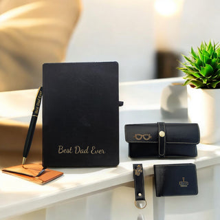 Father's Day Combo- Personalized Slim Pen, Black Diary, Wallet, Eyewear & Keychain