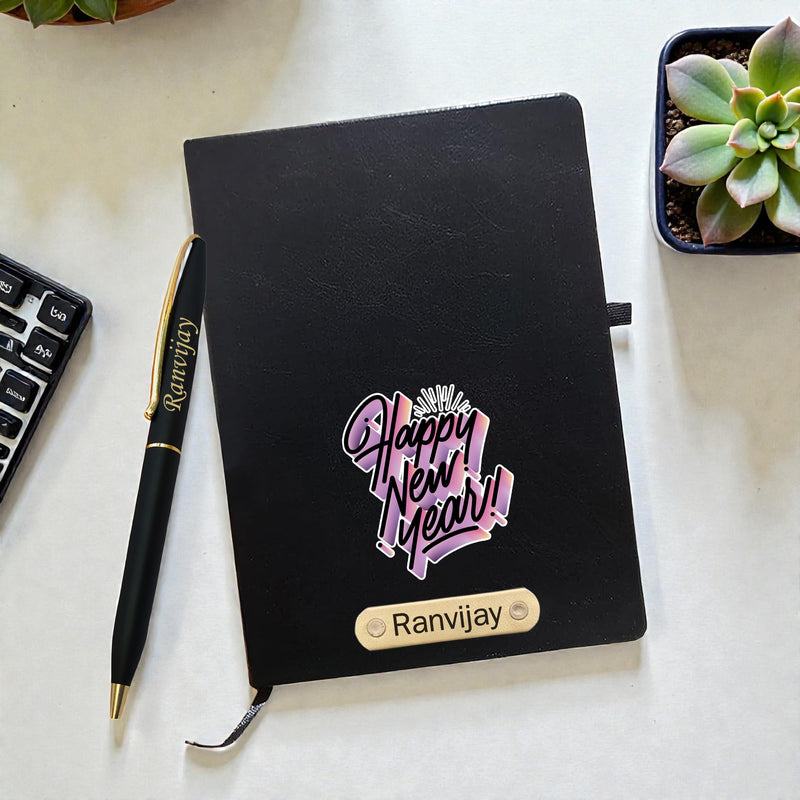 Customized New Year Gift Set - Diary & Pen-Black