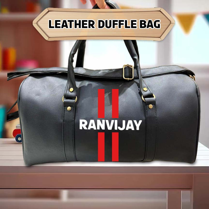 Premium Leather Duffle Bag with Name – Ideal for Gym, Travel & Camping