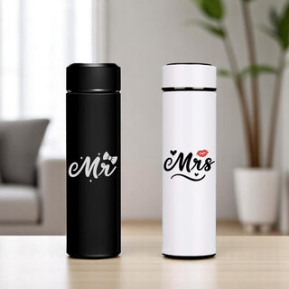 Couple Water Bottle Set of 2 Bottles with Couple Design Printed.