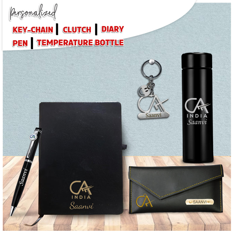 CA Gift Set: Keychain, Water Bottle, Pen, Wallet & Diary.