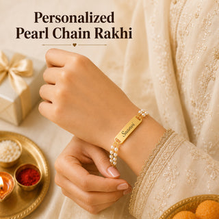 Customized Pearl Rakhi for Sister with Name | Personalized Pearl Rakhi for Girls & Women | (Pack of 2)
