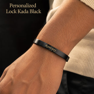 Customized Lock Kada Bracelet - Custom Name Engraved