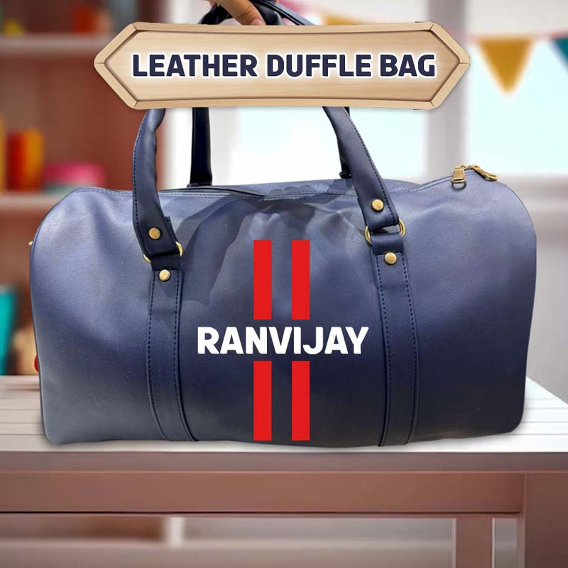 Premium Leather Duffle Bag with Name – Ideal for Gym, Travel & Camping