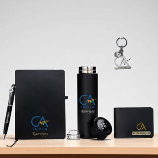 CA Gift Set – Personalized Keychain, Pen, Bottle, Wallet & Diary with Name & Colored Logo