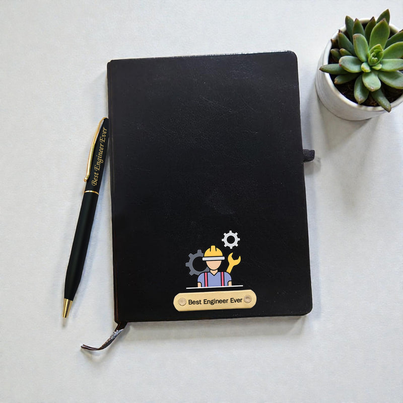 Combo Gifts – Pen Stand, Slim Pen & Diary with 'Best Engineer Ever' Engraved