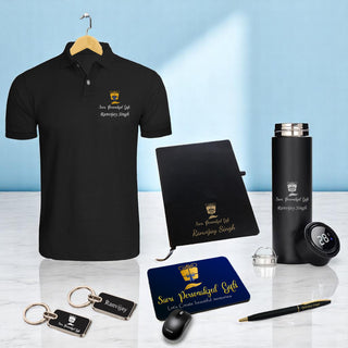 Custom Corporate Gift Set - Pen, Keychain, Bottle, Diary, Mouse Pad & T-Shirt.