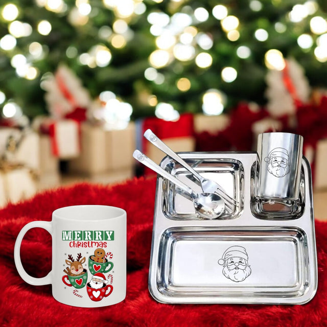 Savri Christmas Gift Hamper - 3 Compartment Plate & Ceramic Mug