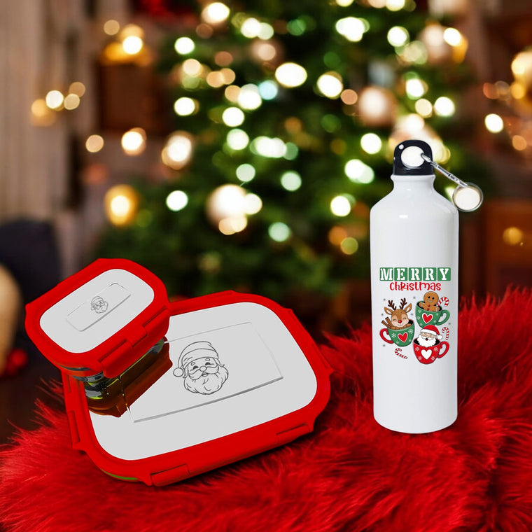 Christmas Gift Hamper - Red Lunch Box & Water Bottle