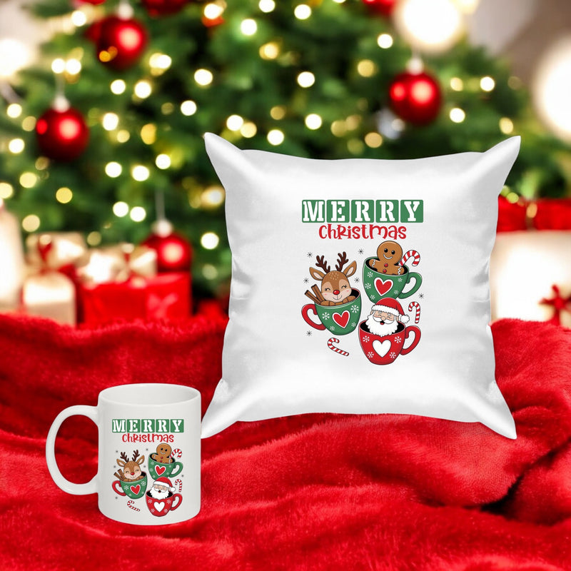 Christmas Gift Combo - Satin Cushion & Coffee Mug