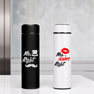 Couple Water Bottle Set of 2 Bottles with Couple Design Printed.