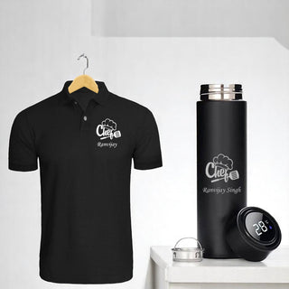 Custom Chef Combo - Name T-Shirt & Engraved Steel Bottle.