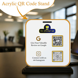 Custom Acrylic QR Code Stand with 2 QR Slots – 6x8 Inch Table Display
