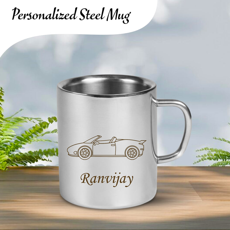 Personalized Stainless Steel Mug for Kids – Cartoon Character and Name Engraved