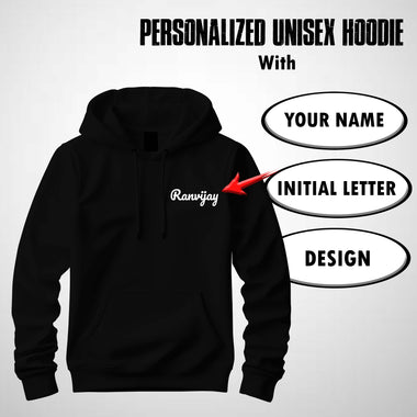 Customized Unisex Cotton Hoodie with Custom Name & Design Printed.