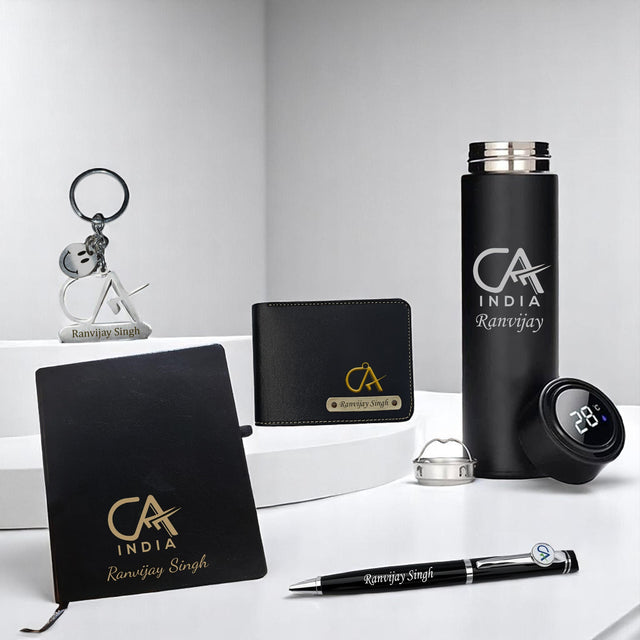 CA Gift Set: Keychain, Water Bottle, Pen, Wallet & Diary.