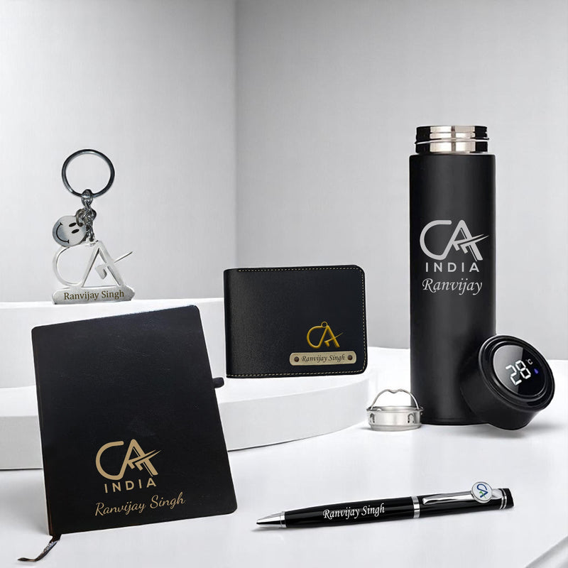 CA Gift Set: Keychain, Water Bottle, Pen, Wallet & Diary.
