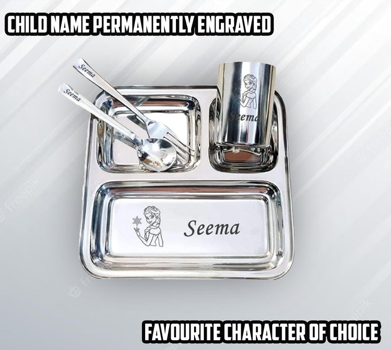 Personalized 3-Compartment Thali Set for Kids