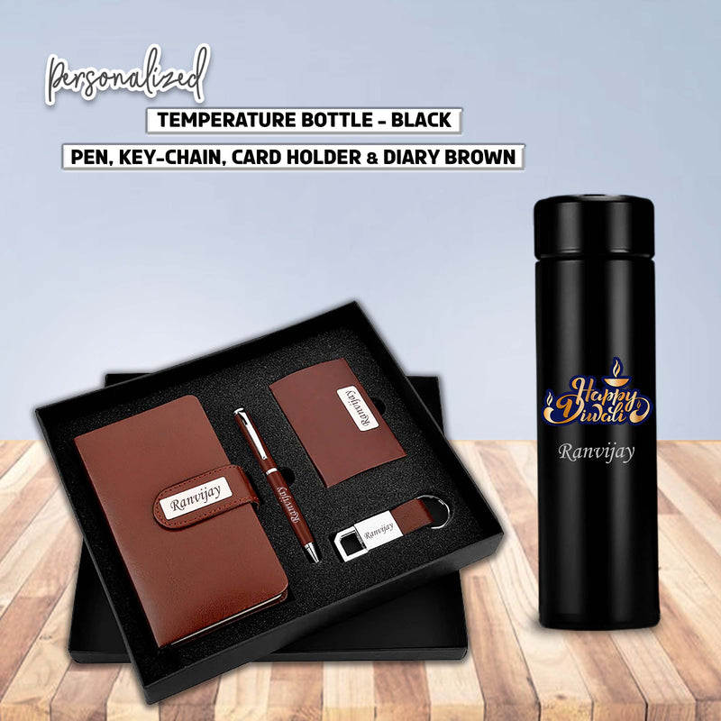 Diwali Combo – Diary, Pen, Keychain, Card Holder & Bottle with Custom Name.