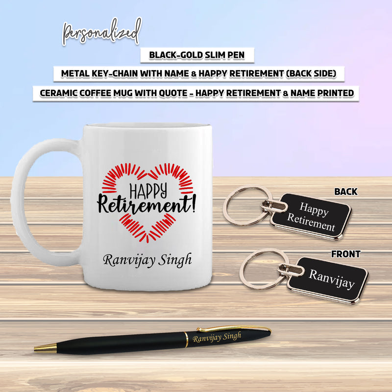 Premium Retirement Combo - Personalized Pen, Mug & Keychain