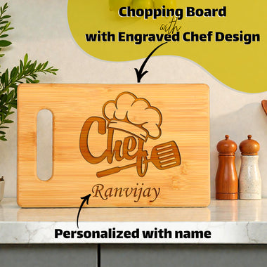 Personalized Chef Engraved Wooden Chopping Board – Custom Name