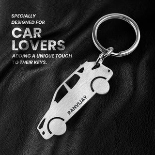 Personalized Stainless Steel Bike & Car Keychain with Name Engraved - Unique Gift for Birthdays for Car/Bike Lovers.