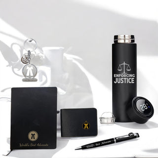 Advocate Gift Set: Pen, Keychain, Black Bottle, Diary, Wallet With 'World's Best Advocate' Quote.