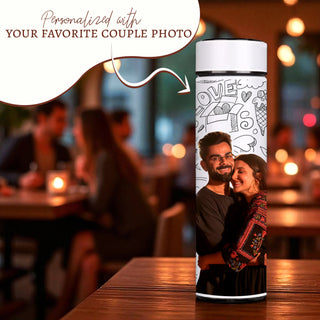 White Temperature Bottle – Personalized with Photo, Logo, or Wishes, 500 ML