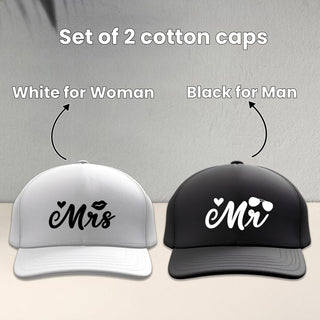 Mr. & Mrs. Couple Caps (Pack of 2) – Wedding & Honeymoon Couple Hats.