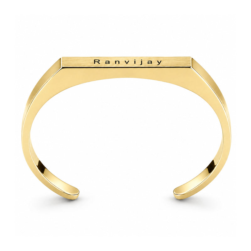 Customized Stainless Steel Kada Bracelet - Engraved Name Armlet for Men & Women.