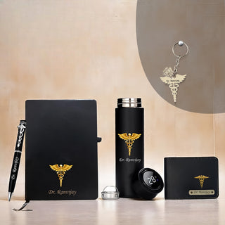 Doctor Gift Set – Personalized Pen, Keychain, Bottle, Wallet & Diary with Name & Colored Logo