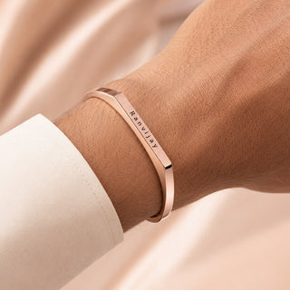 Customized Stainless Steel Kada Bracelet - Engraved Name Armlet for Men & Women.