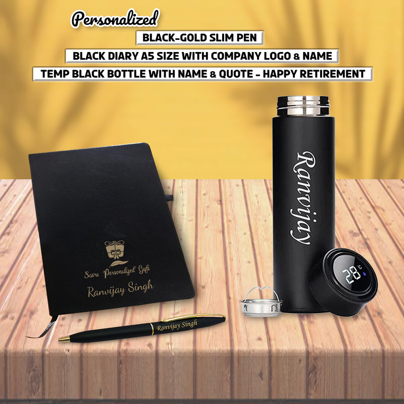 Retirement Gift Combo Set - Pen, Diary & Bottle