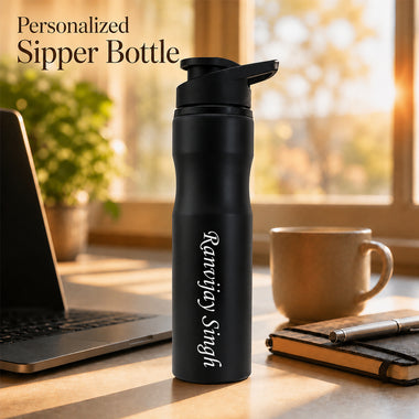 Personalized Sipper Water Bottle With Name Engraved.
