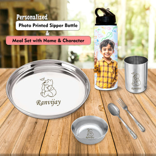 Personalized Kids Plate & Bottle Set For Kids.