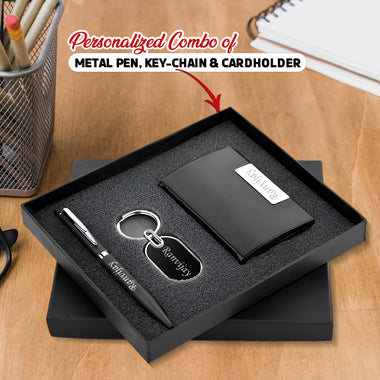 Pen, Keychain & Card Holder with Name & Message Engraved – Ideal Corporate Gift