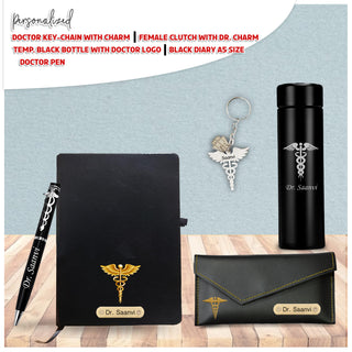 Customized Doctor Gift Set – Personalized Pen, Keychain, Bottle, Wallet & Diary with Name & Colored Logo