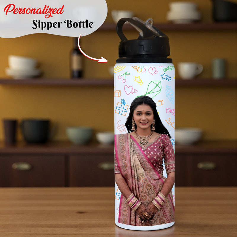 Customized Photo Printed 750 ML Aluminum Bottle for Women