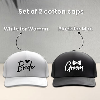 Bride & Groom Caps (Set of 2) – Matching Wedding Couple Caps.